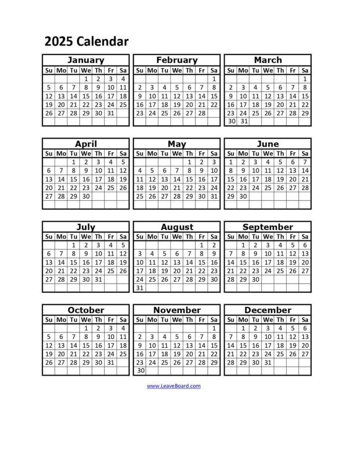 Employee Attendance Calendar 2025