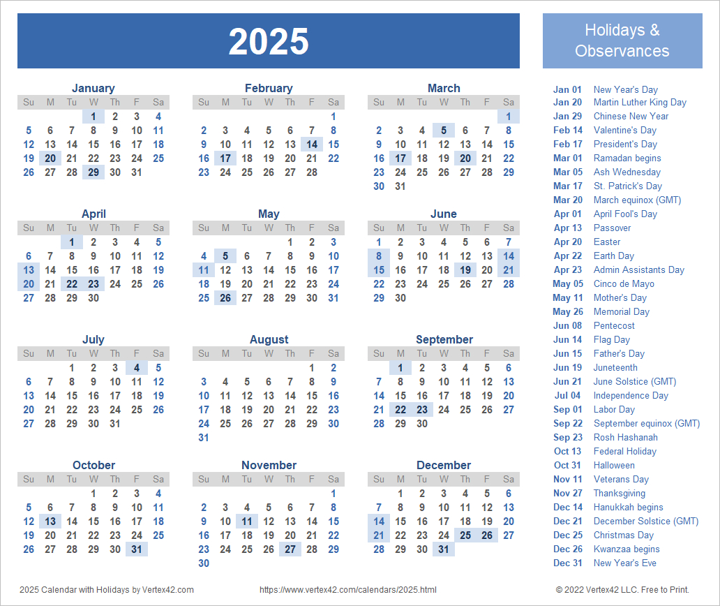 2025 Calendar Templates And Images regarding 2025 Calendar With Religious Holidays Printable