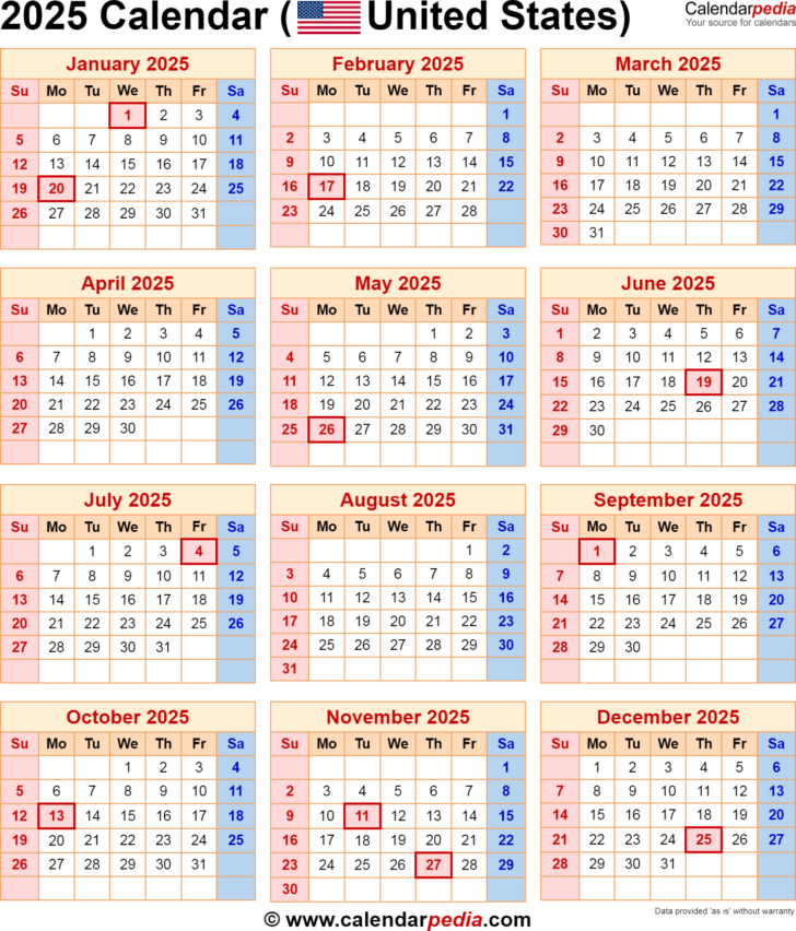 2025 Us Holiday Calendar Printable