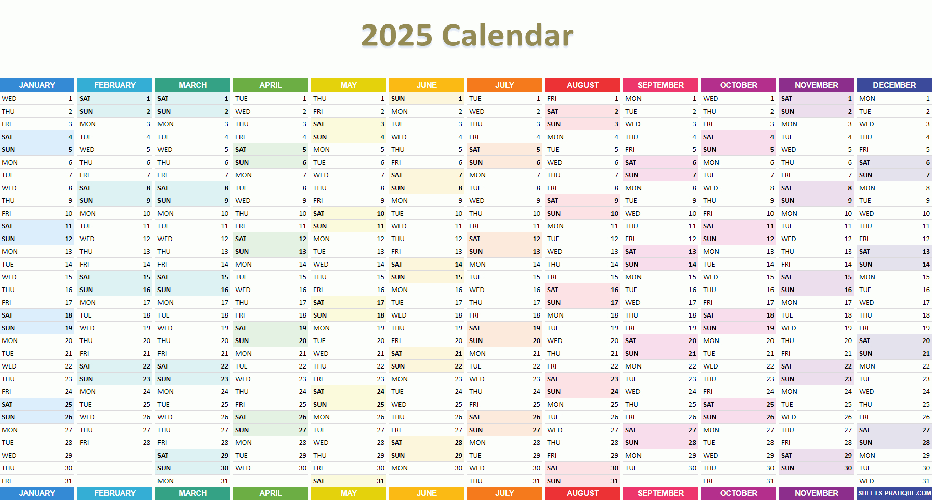 2025 Calendar with Google Calendar 2025 Printable