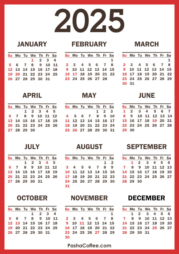 Free Printable 2025 Calendar With Holidays