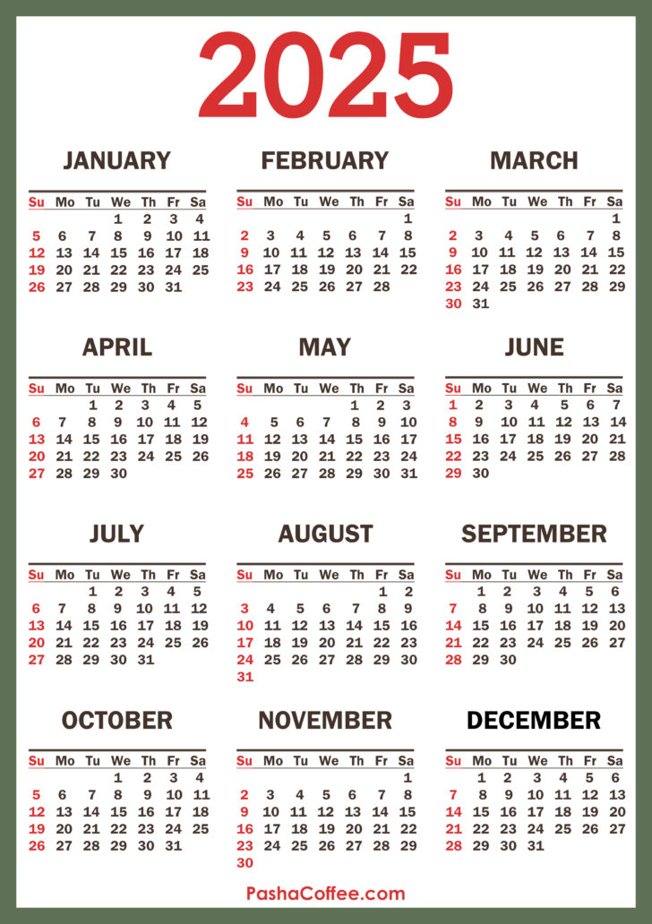 Free Printable Calendar 2025 With Holidays