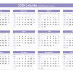 2025 Calendar With Week Numbers In 2025 Calendar Weeks Printable