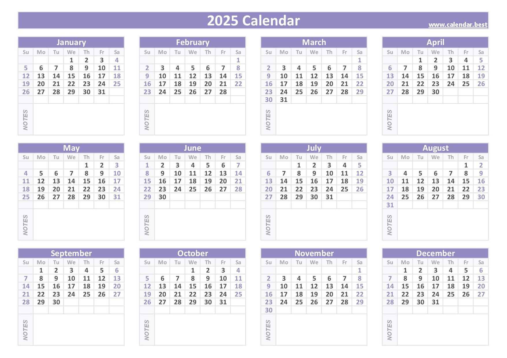 2025 Calendar With Week Numbers throughout 2025 Calendar Printable Landscape