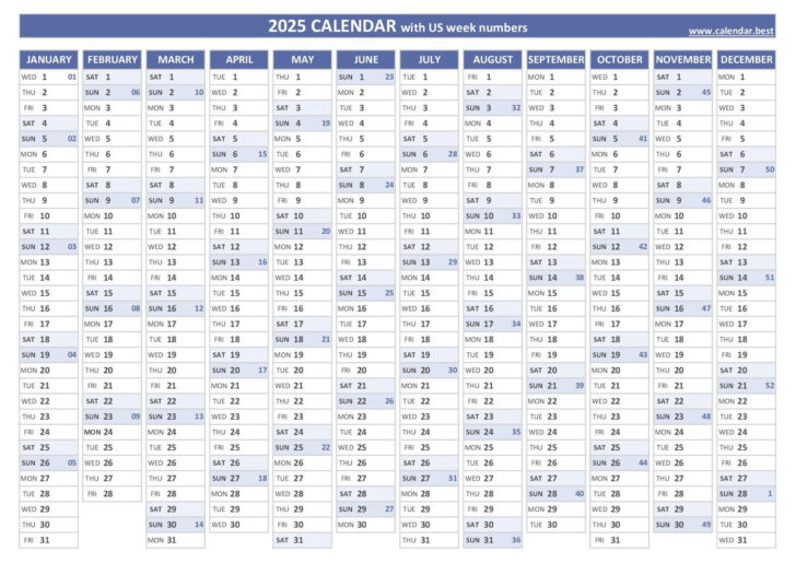 2025 Printable Calendar With Week Numbers