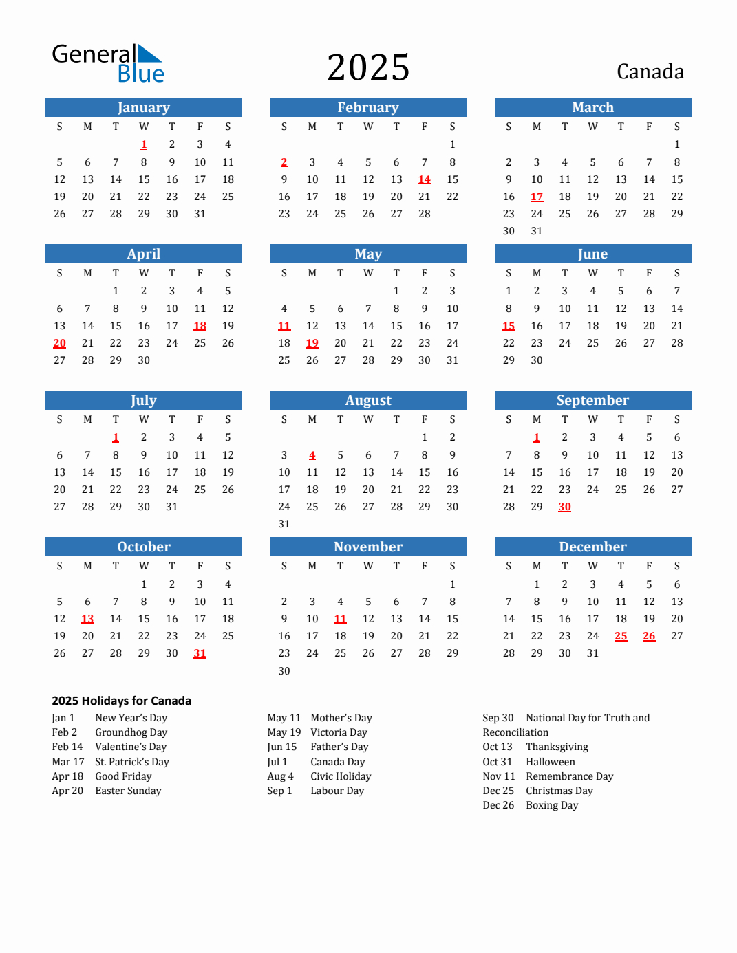 2025 Canada Calendar With Holidays throughout Free Printable 2025 Calendar With Canadian Holidays