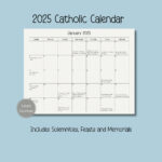 2025 Catholic Calendar, Printable Catholic Calendar, Feasts In Catholic Calendar 2025 Printable