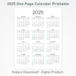 2025 Druckbarer Kalender, 12 Monate Einseitiger Kalender Intended For 2025 One Page Printable Calendar