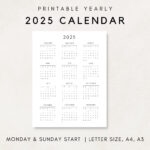 2025 Jahreskalender, Druckbarer Kalender, 2025 Kalender, 2025 Inside 2025 Annual Calendar Printable