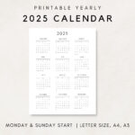 2025 Jahreskalender, Druckbarer Kalender, 2025 Kalender, 2025 Throughout 2025 Year At A Glance Calendar Printable