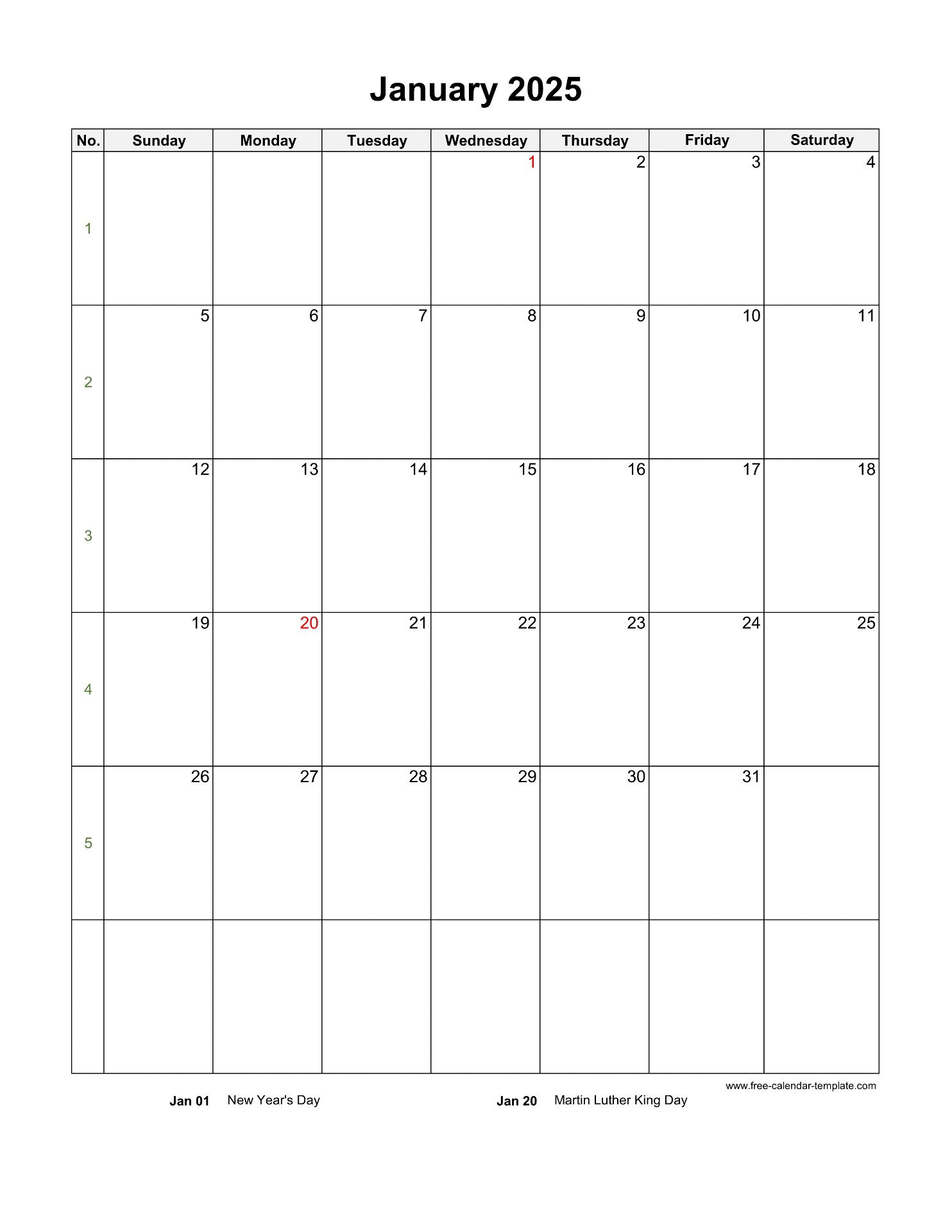 2025 Monthly Calendar (Blank Vertical Template) | Free-Calendar inside 2025 Monthly Calendar Vertical Printable Free