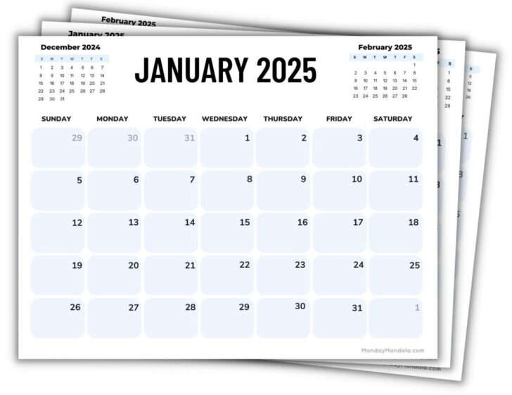 Printable Monthly Calendar 2025