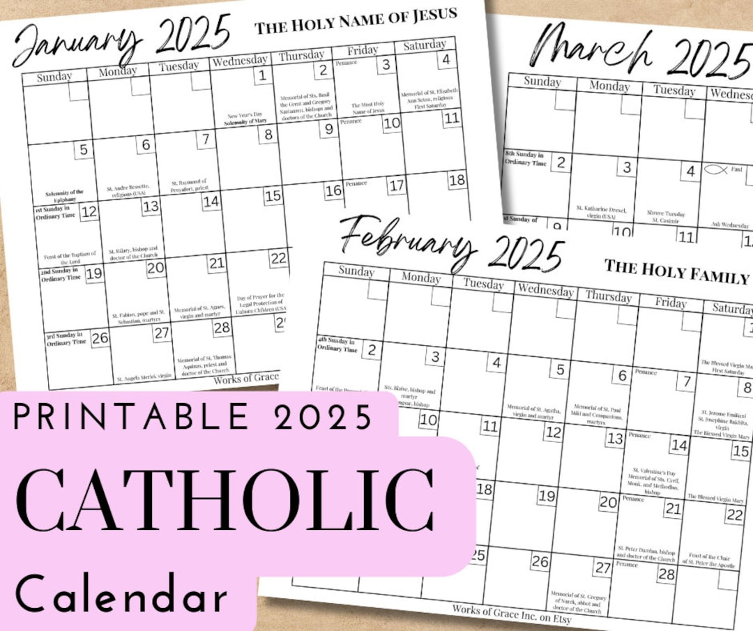 2025 Printable Catholic Monthly Calendar Liturgical Calendar With with Catholic Calendar 2025 Printable