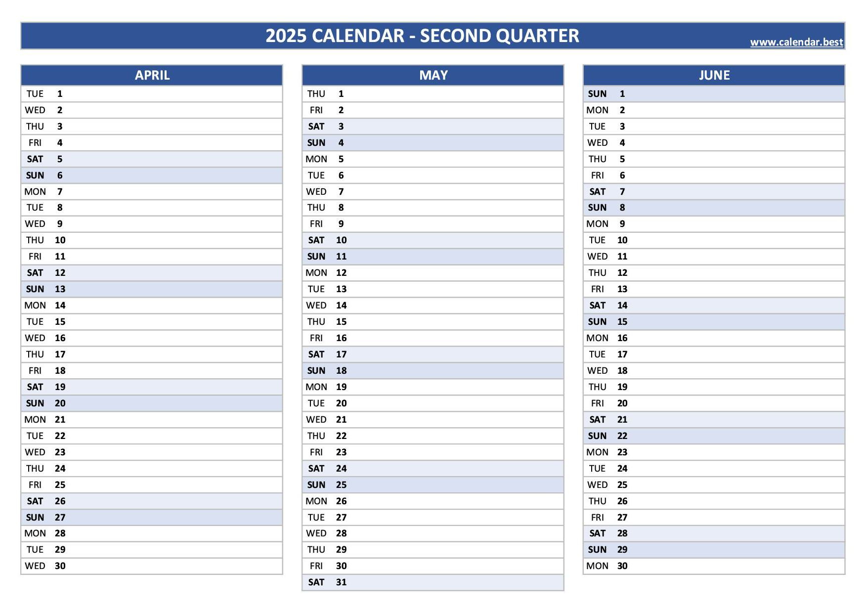 2025 Quarterly Calendar To Print for 2025 Quarterly Calendar Printable