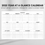 2025 Year At A Glance Calendar, Large Horizontal 2025 Calendar With Regard To 2025 Year At A Glance Calendar Printable