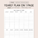 2025 Year At A Glance, Instant Download, Yearly Overview Inside 2025 Printable Calendar Agenda