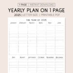 2025 Year At A Glance, Instant Download, Yearly Overview Intended For 2025 Calendar Planner Printable