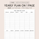 2025 Year At A Glance, Instant Download, Yearly Overview Regarding 2025 Year At A Glance Calendar Free Printable