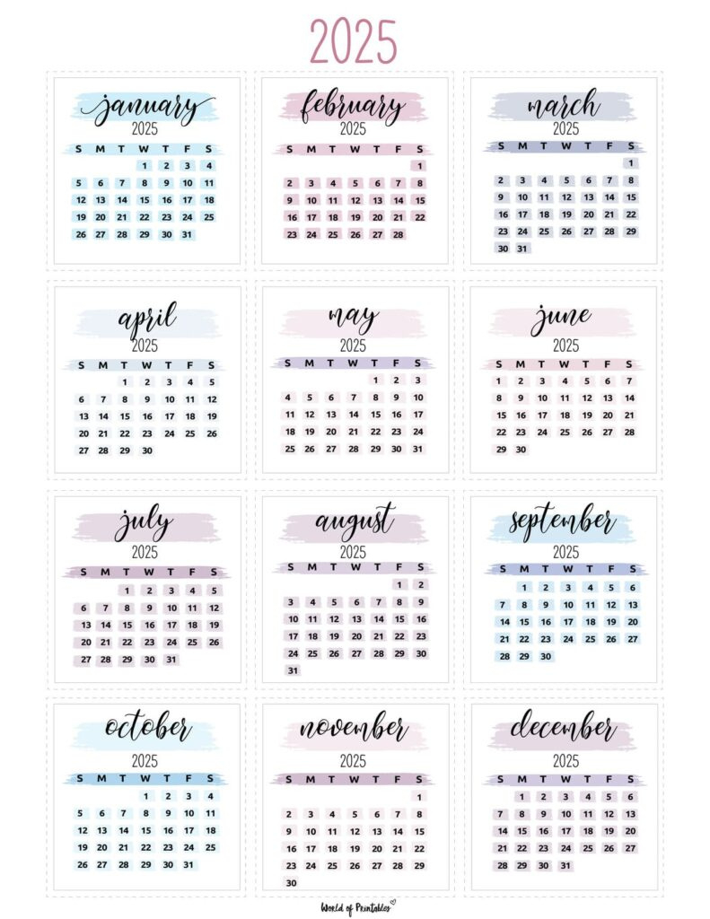 2025 Year Calendars - 70 Best Printables - World Of Printables inside 2025 Mini Calendar Printable