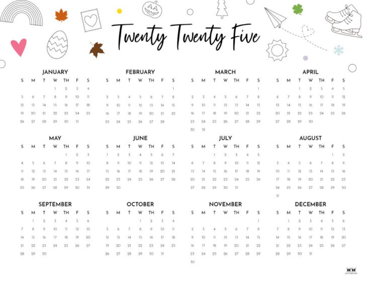 Year At A Glance Calendar 2025 Printable