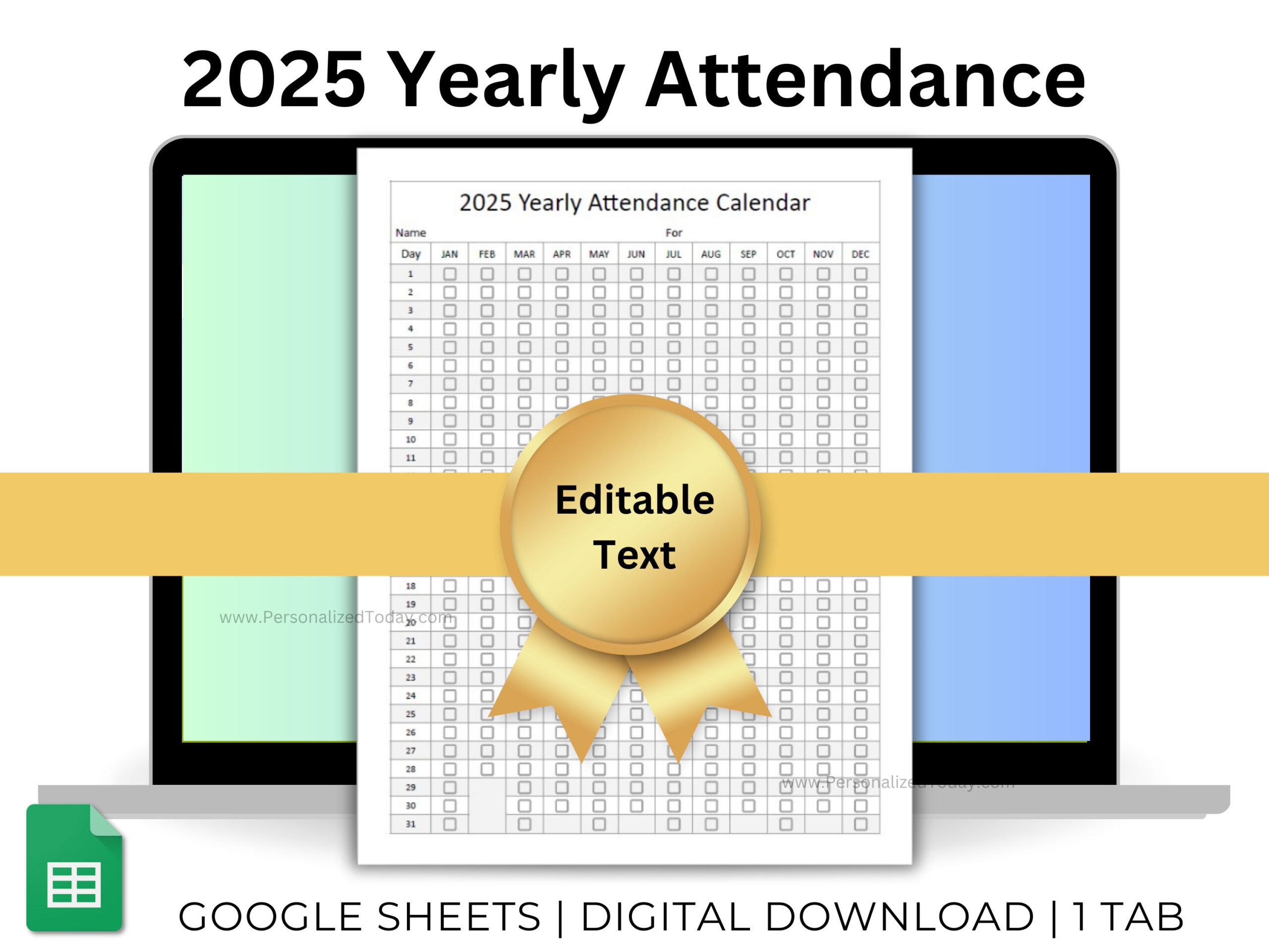 2025 Yearly Employee Attendance Tracker Spreadsheet Staff within Employee Attendance Calendar 2025 Printable