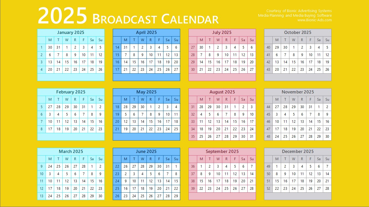 Broadcast Calendar 2025 – Free Downloads – Customizable within 2025 Broadcast Calendar Printable