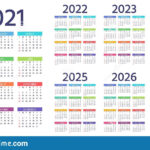 Calendar 2021 2022 2023 2024 2025 2026 2027 Years. Vector For 3 Year Calendar 2022 To 2025 Printable