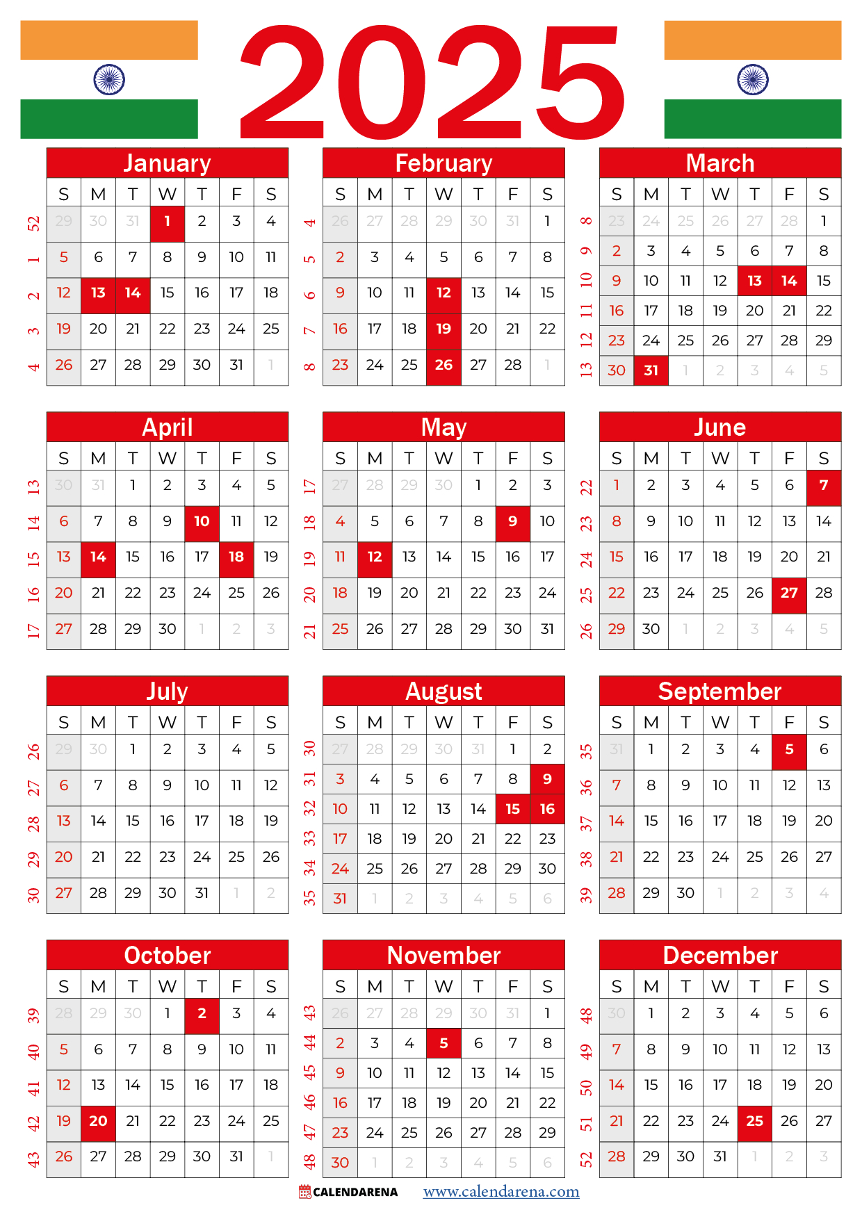 Calendar 2025 India With Holidays And Festivals intended for Indian Calendar 2025 With Holidays Printable