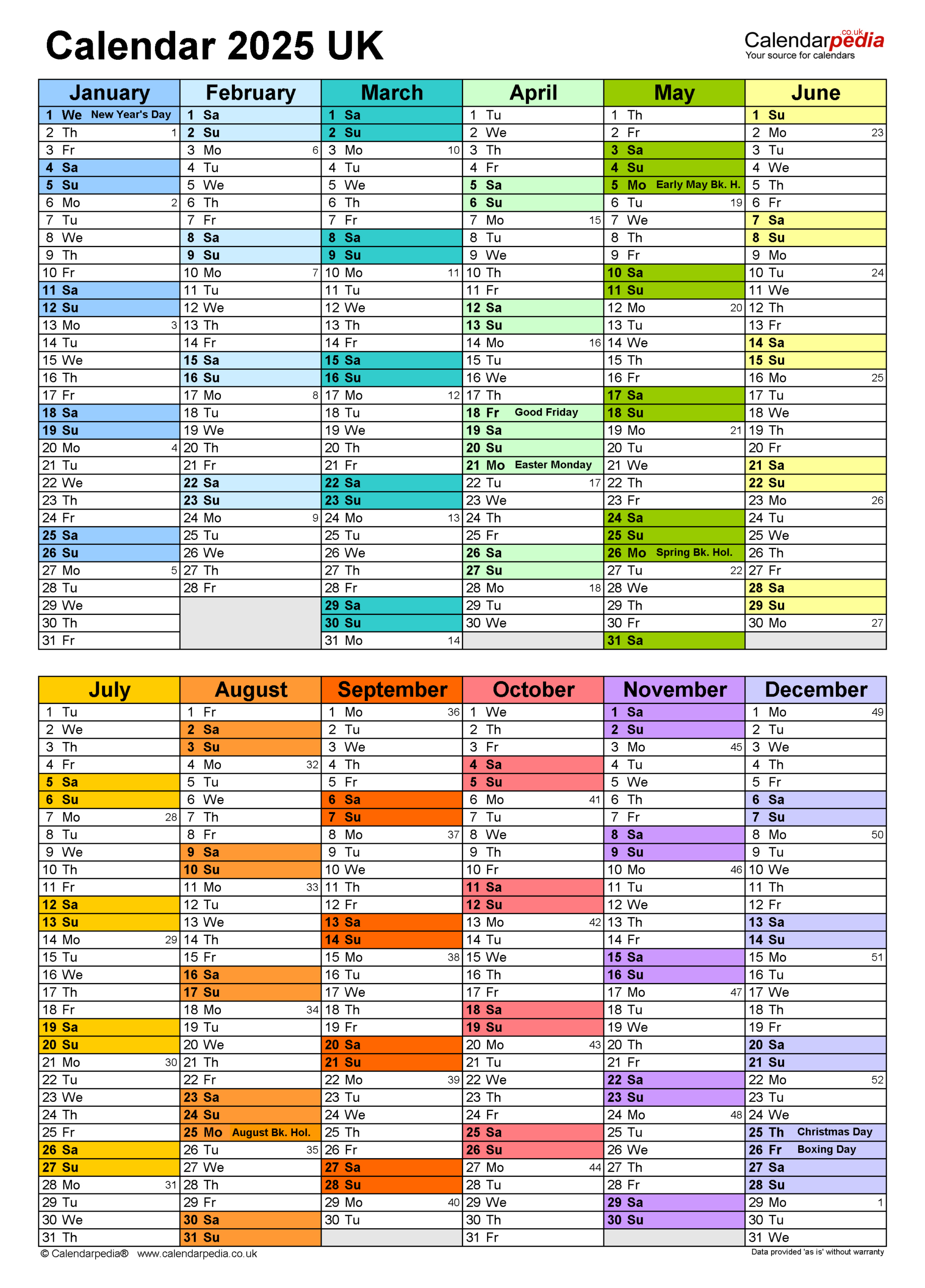 Calendar 2025 (Uk) - Free Printable Pdf Templates throughout Attendance Calendar 2025 Printable