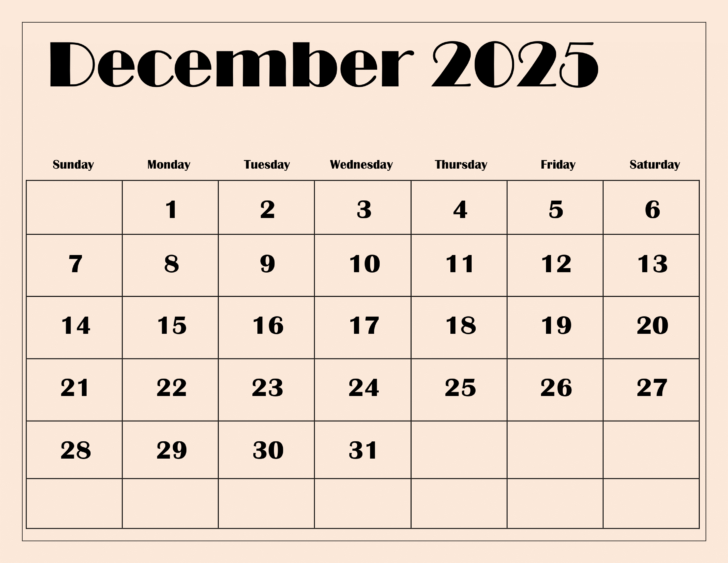 Printable Calendar December 2025 January 2025