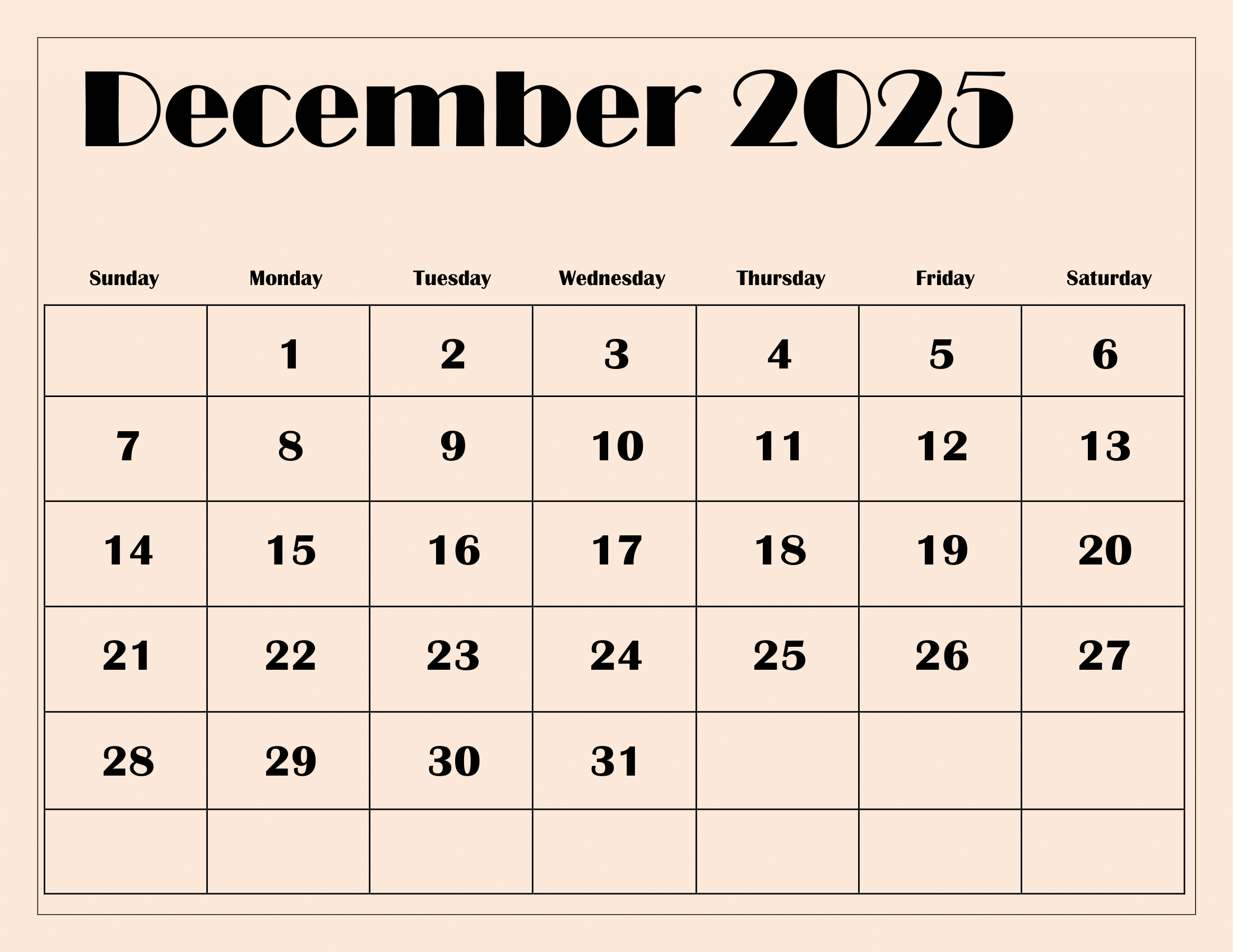 December 2025 Calendar Printable Pdf Template With Holidays regarding Printable Calendar December 2025 January 2025