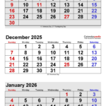 December 2025 Calendar | Templates For Word, Excel And Pdf With November December 2025 January 2025 Calendar Printable