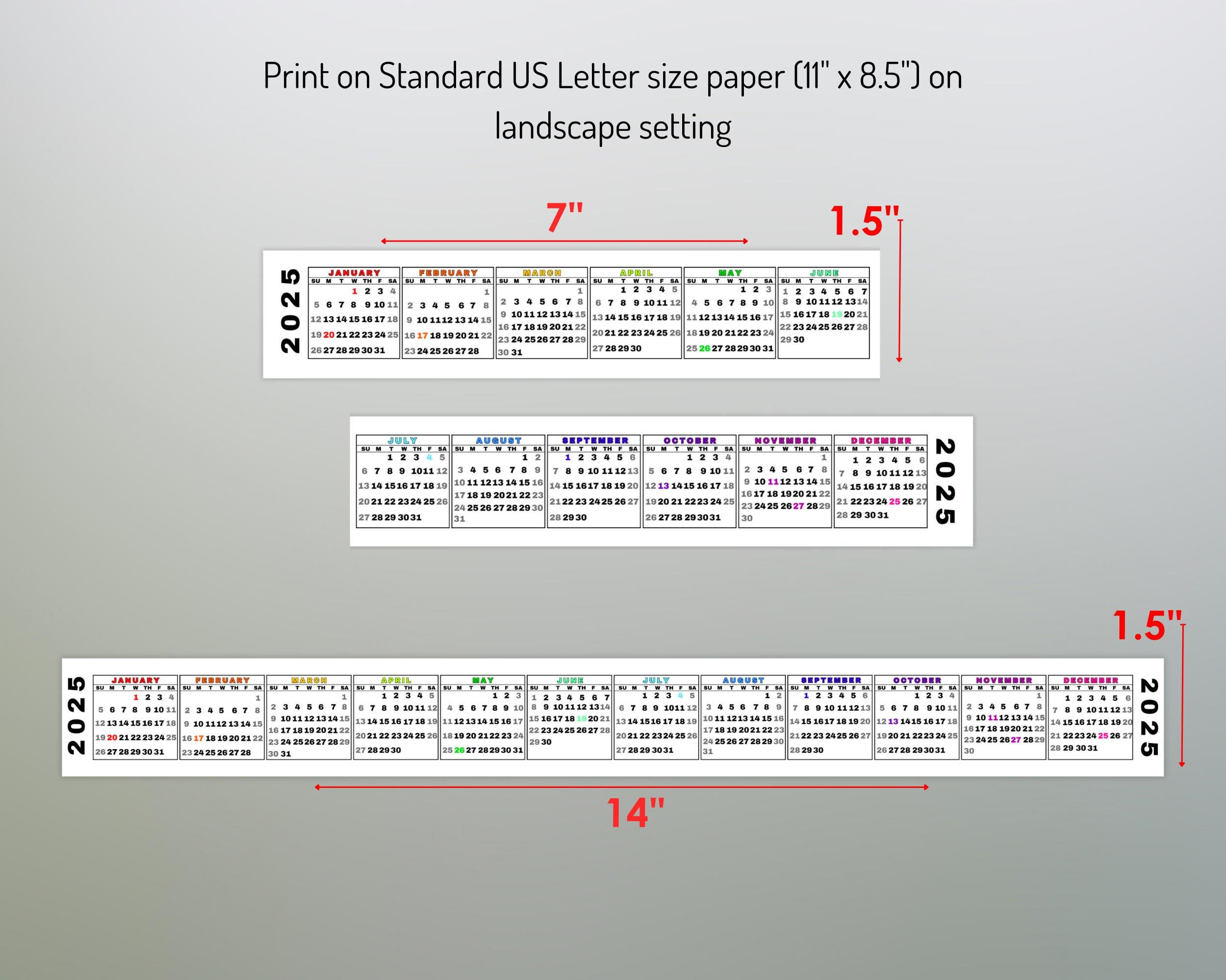 Desktop Calendar Strip, 2025 Mini Calendar, Printable Keyboard regarding Strip Calendar 2025 Printable