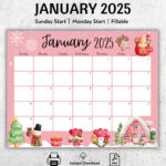 Editable January 2025 Calendar, Cute Gnoms, Beautiful Winter Regarding Great Clips Coupon January 2025 Printable