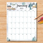 Editable January 2025 Calendar Vertical / Portrait, Beautiful Throughout Vertical January 2025 Calendar Printable