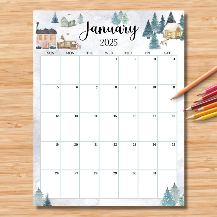 Vertical January 2025 Calendar Printable