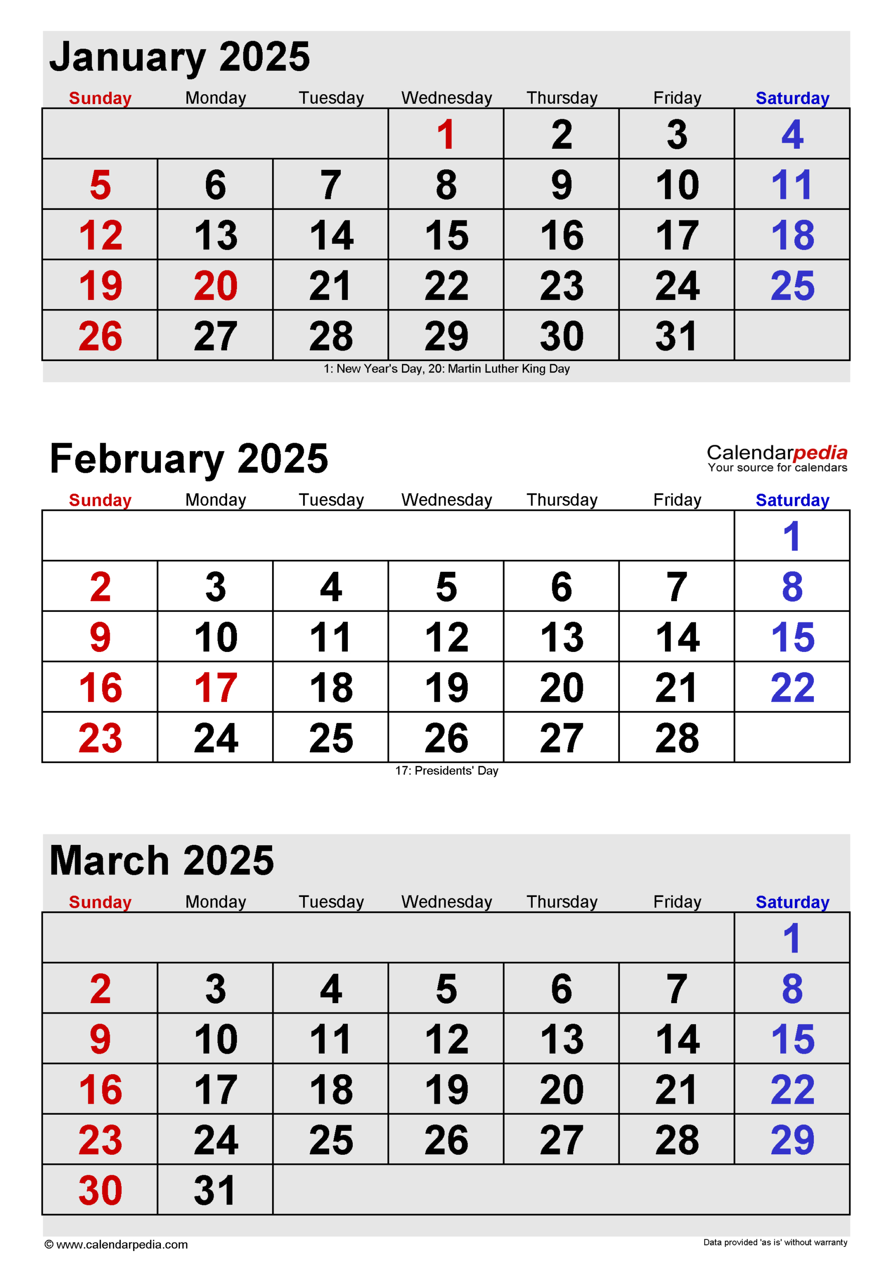 February 2025 Calendar | Templates For Word, Excel And Pdf throughout January February March 2025 Calendar Printable