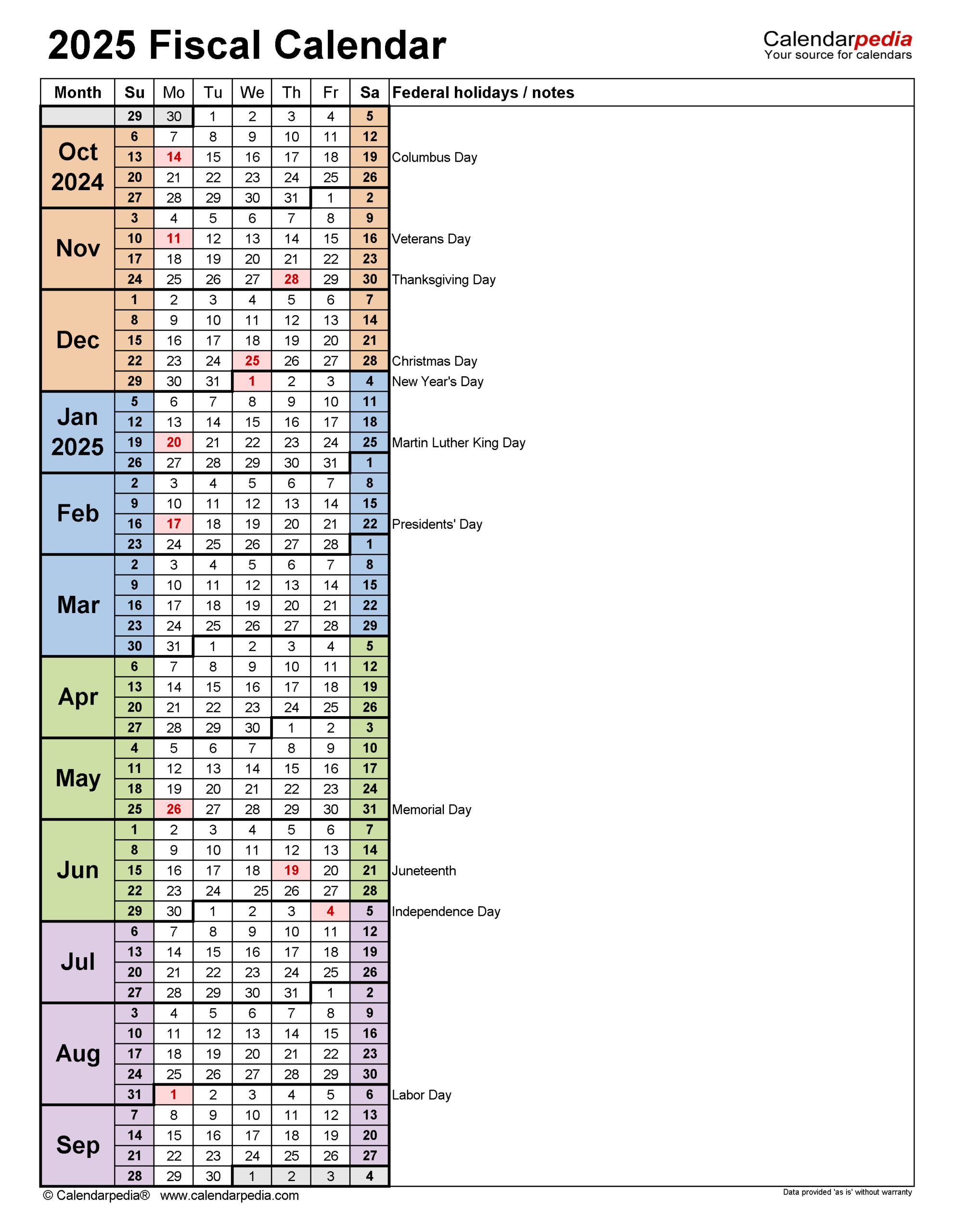 Fiscal Calendars 2025 - Free Printable Word Templates for Fiscal Year 2025 Calendar Printable