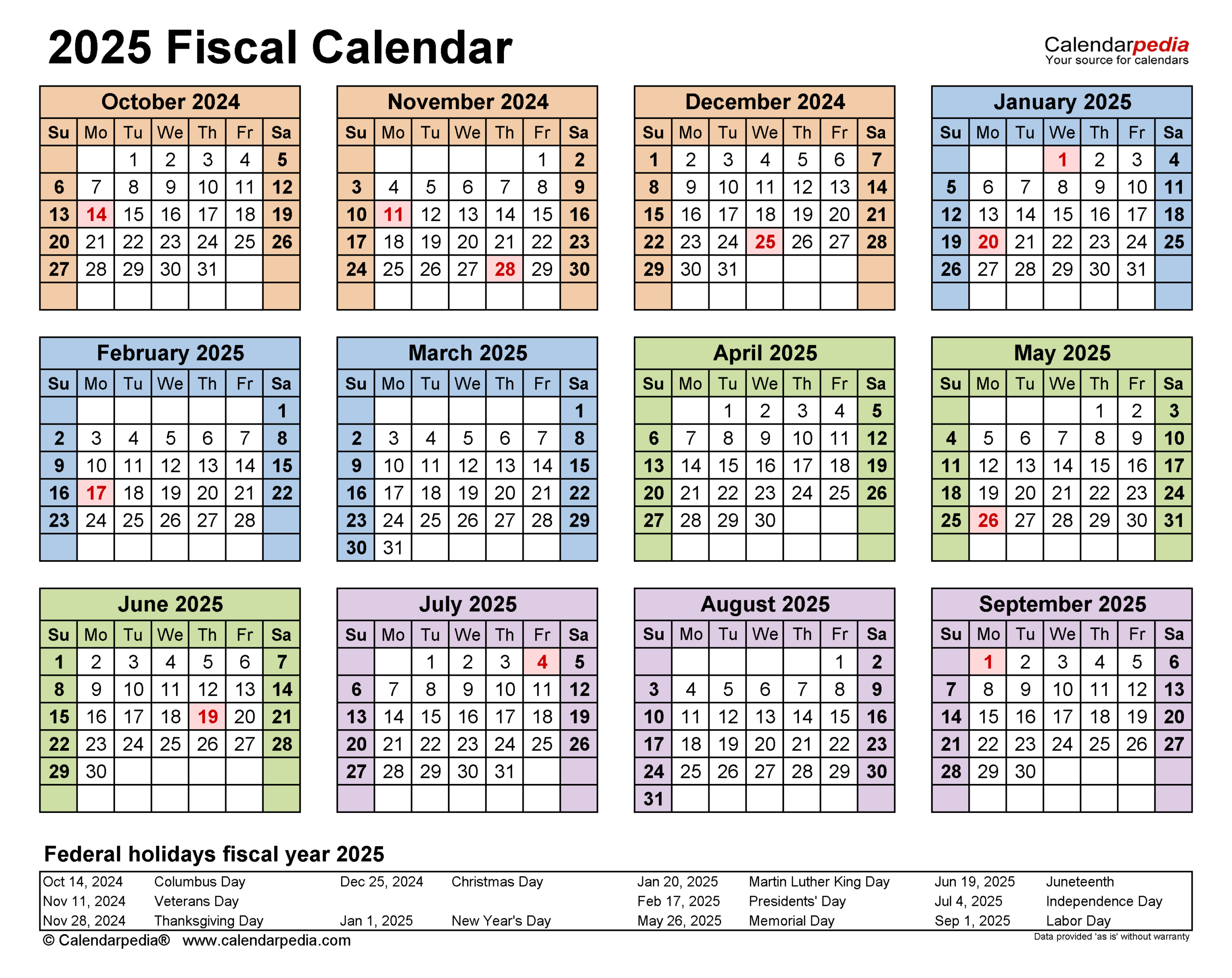 Fiscal Calendars 2025 - Free Printable Word Templates for Printable 2025 Fiscal Calendar