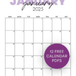 Free 2025 Monthly Calendar Template   January To December With Regard To December Calendar 2025 And January 2025 Free Printable