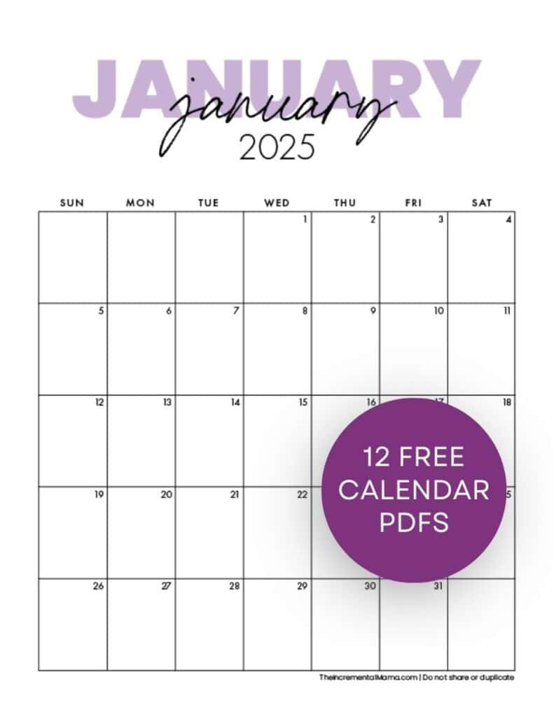 Free 2025 Monthly Calendar Template - January To December with regard to December Calendar 2025 And January 2025 Free Printable