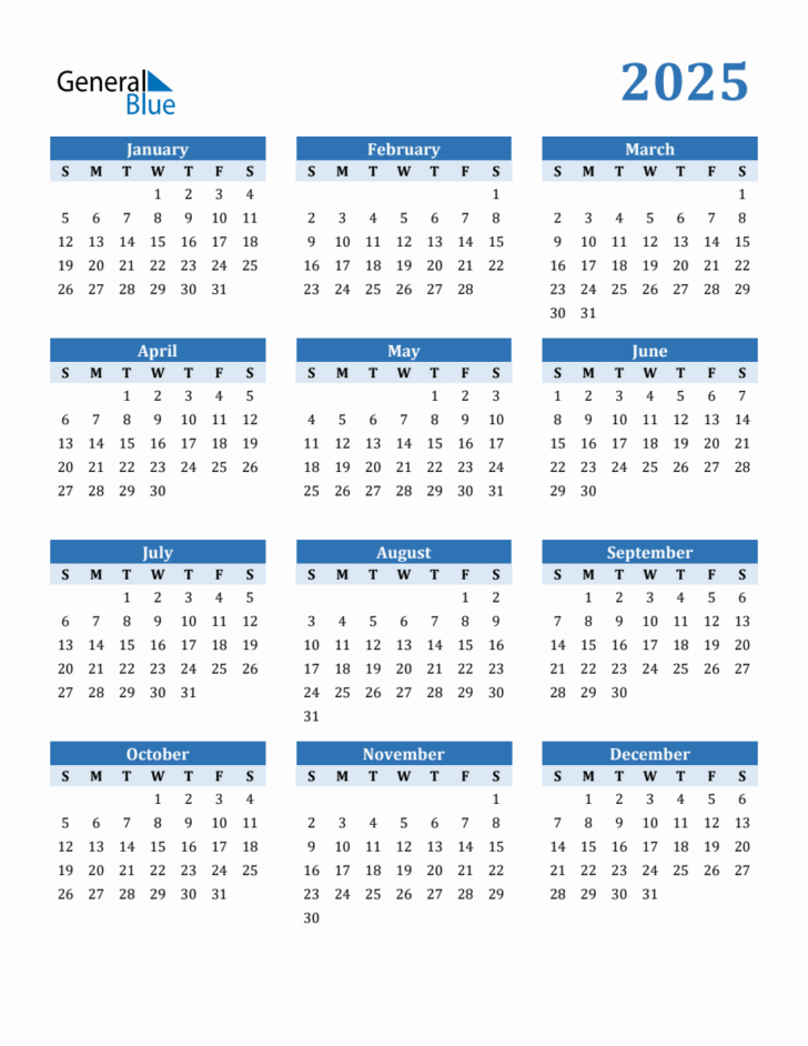 Printable 2025 Calendar