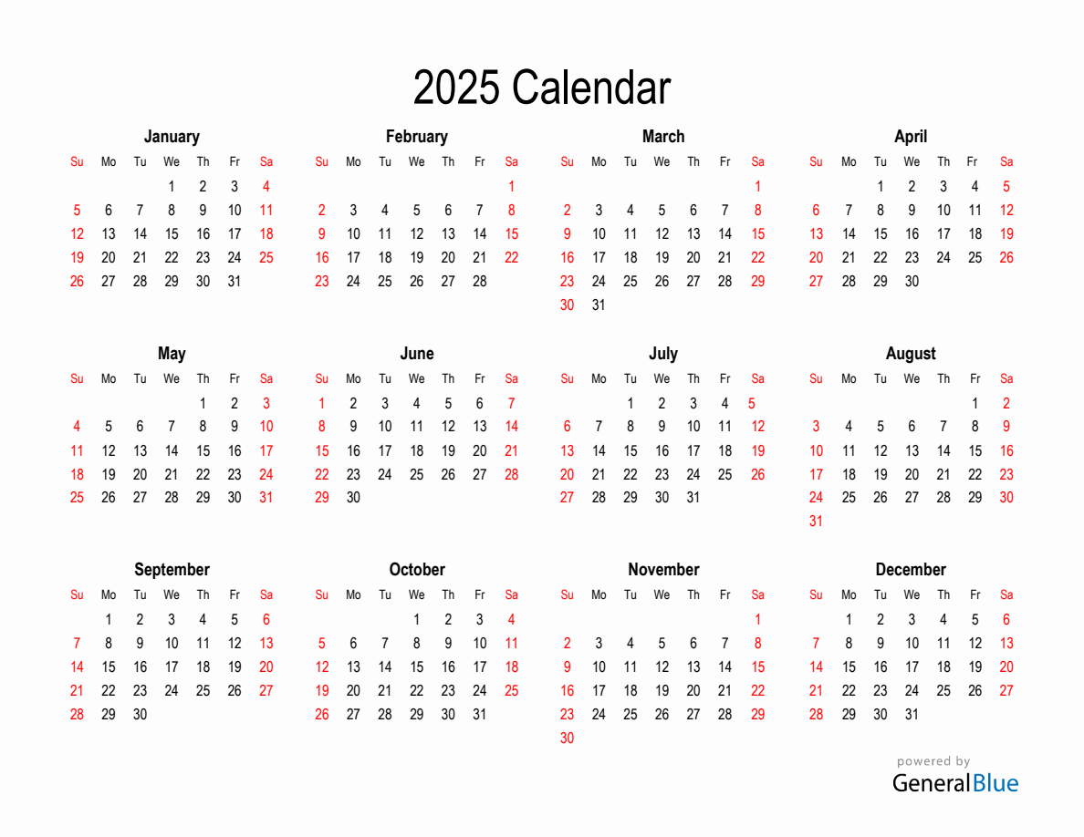 Free Calendar For 2025 with 2025 Calendar Printable Landscape