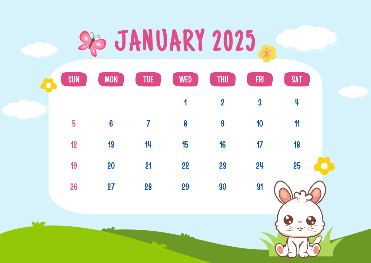 Free Cute January 2025 Calendar Template - Edit Online &amp;amp; Download regarding Printable Cute January Free January 2025 Calendar Cute