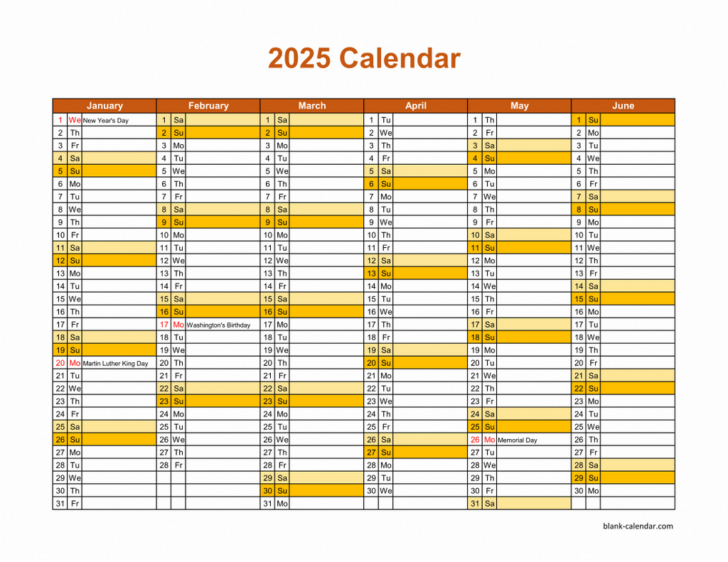 Blank Printable Calendar 2025