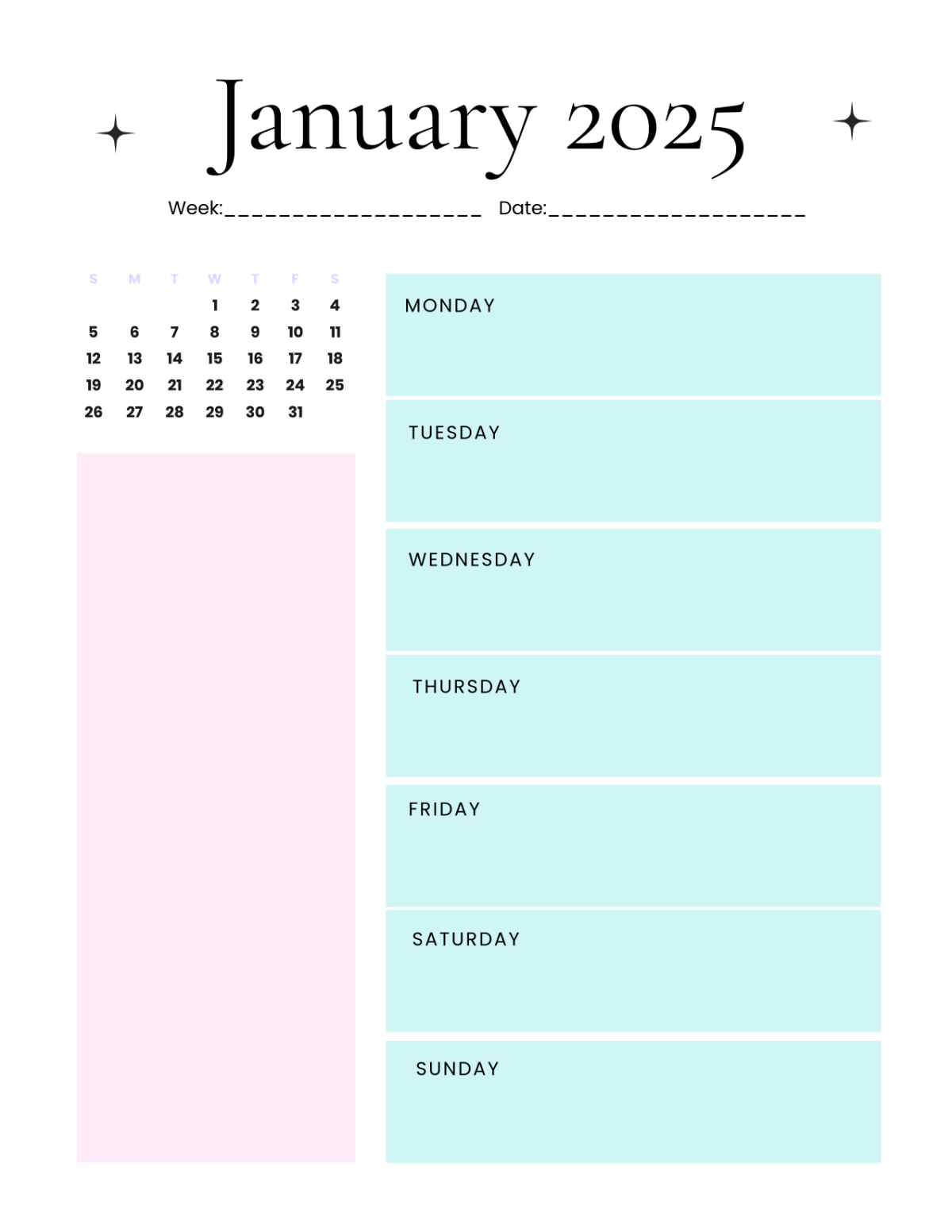 Free January 2025 Weekly Planner Template - Edit Online &amp;amp; Download in January 2025 Weekly Planner Printable