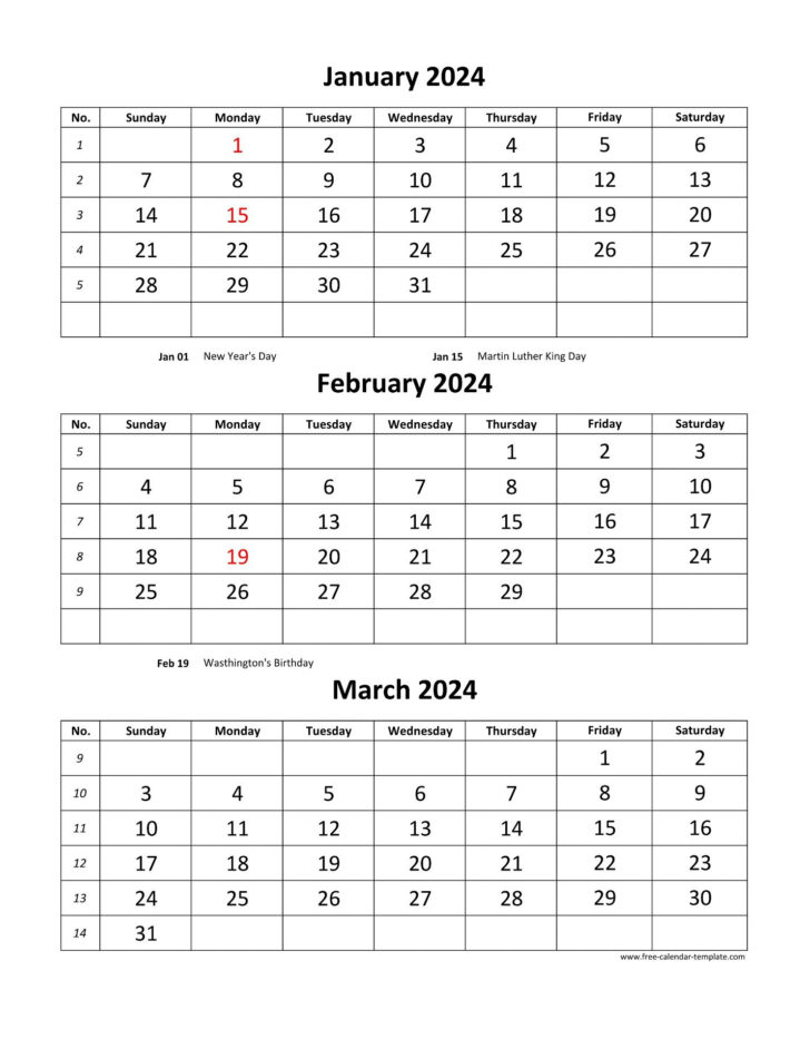 December 2024 Calendar Printable For 3 Month Calendar Template