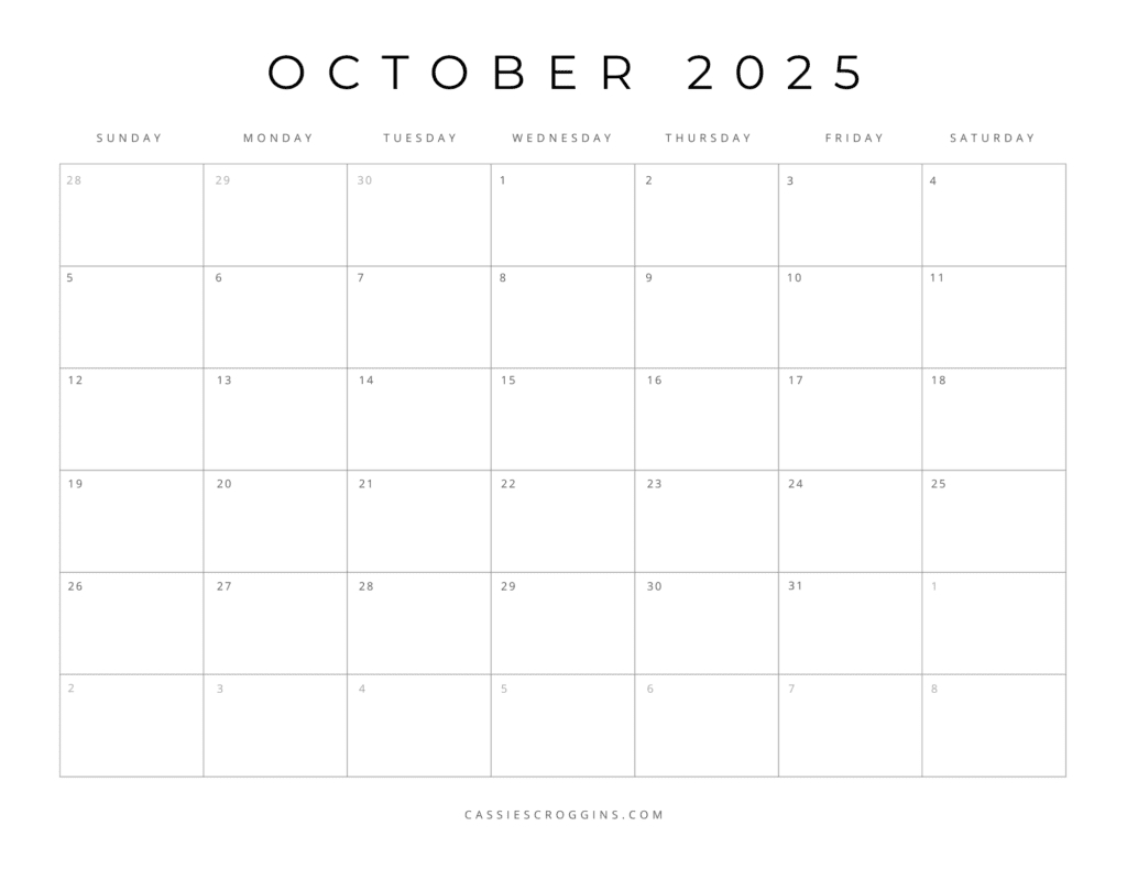 Free Printable 2025 Blank Calendar Templates (All 12 Months) for 2025 Monthly Calendar With Holidays Printable Free