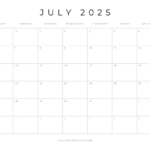 Free Printable 2025 Blank Calendar Templates (All 12 Months) Throughout Blank 2025 Calendar Printable