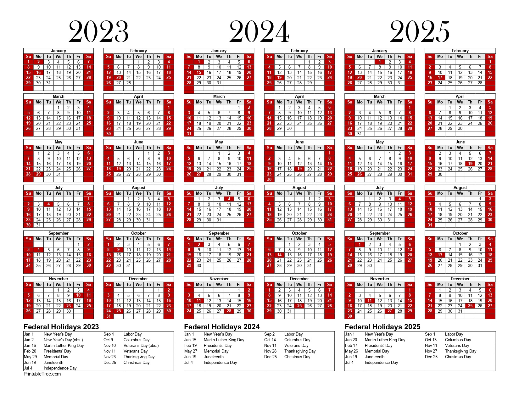 Free Printable 3 Year Calendar 2023, 2024 &amp;amp; 2025 Pdf Templates for Printable 3 Year Calendar 2023 To 2025